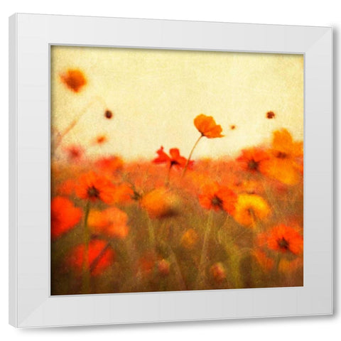Orange Happiness White Modern Wood Framed Art Print by Hanna, Dawn D.
