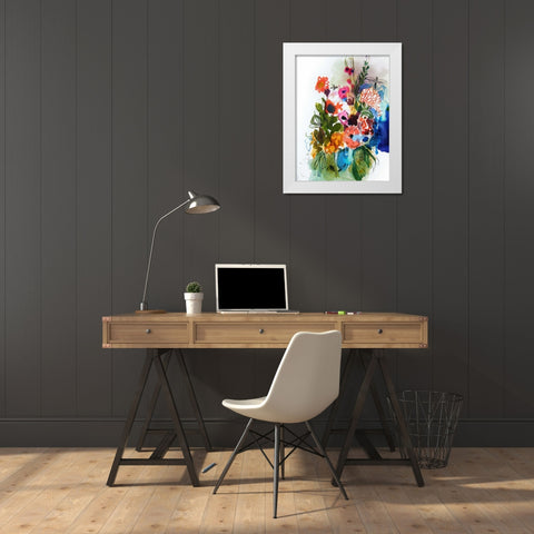Flowers and Insects One White Modern Wood Framed Art Print by Hamidieli, Fotini