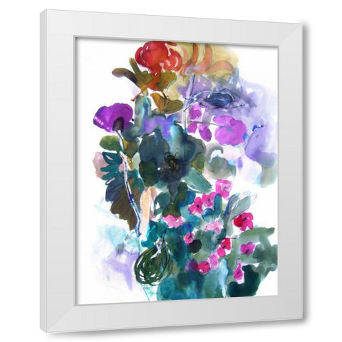 Flowers and Insects Two White Modern Wood Framed Art Print by Hamidieli, Fotini