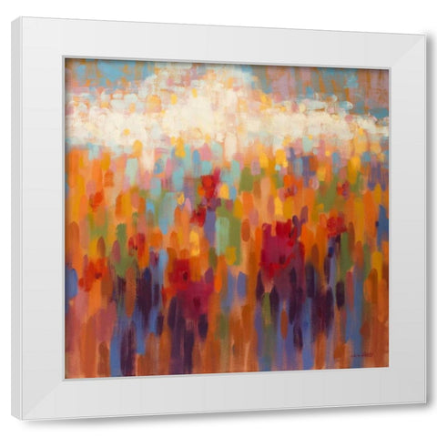 Poppy Mosaic White Modern Wood Framed Art Print by Hardy, Claire