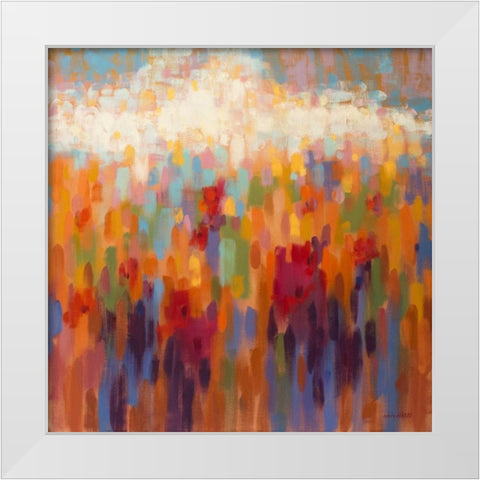 Poppy Mosaic White Modern Wood Framed Art Print by Hardy, Claire