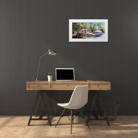 Afternoon Rest White Modern Wood Framed Art Print by Hallock, Carol