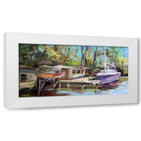 Afternoon Rest White Modern Wood Framed Art Print by Hallock, Carol