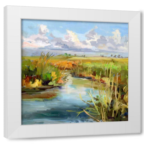 Afternoon Skies White Modern Wood Framed Art Print by Hallock, Carol