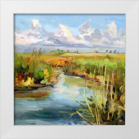 Afternoon Skies White Modern Wood Framed Art Print by Hallock, Carol