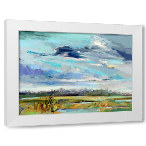Marsh Skies White Modern Wood Framed Art Print by Hallock, Carol