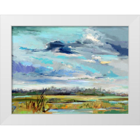 Marsh Skies White Modern Wood Framed Art Print by Hallock, Carol