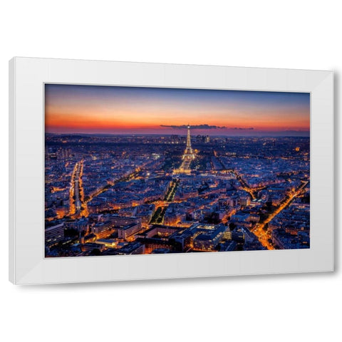City Lights White Modern Wood Framed Art Print by Herrera, H.J.