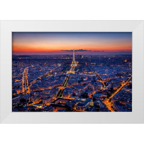 City Lights White Modern Wood Framed Art Print by Herrera, H.J.