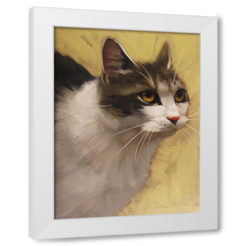 Derby Cat White Modern Wood Framed Art Print by Hoeptner, Diane