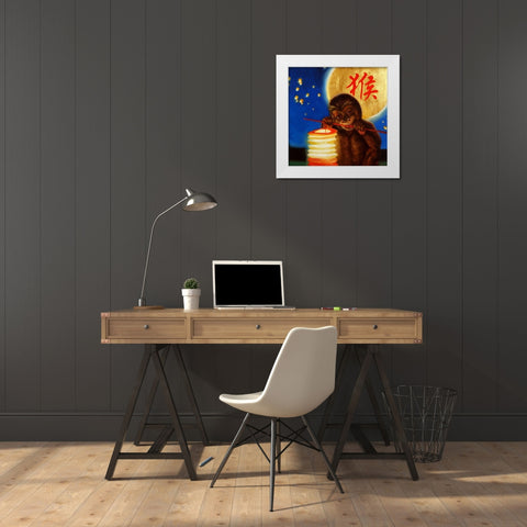 Monkeyshine White Modern Wood Framed Art Print by Heffernan, Lucia