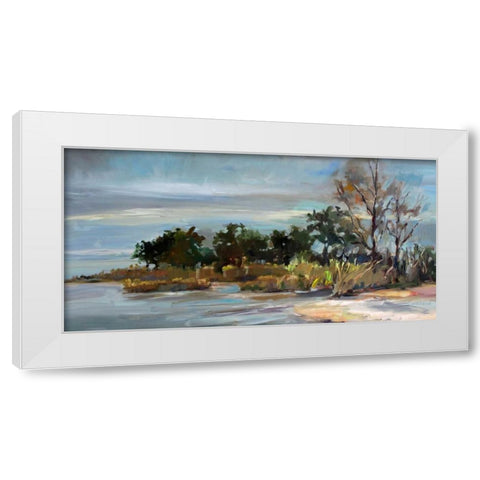 Winter Beach White Modern Wood Framed Art Print by Hallock, Carol