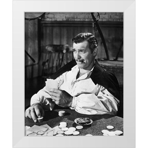 Clark Gable 1939 Gone with the Wind White Modern Wood Framed Art Print by Unknown