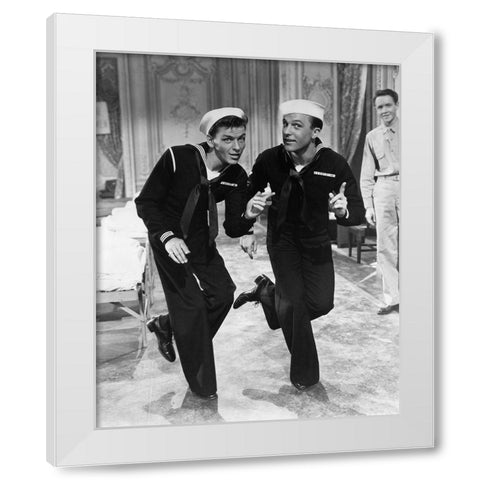 Anchors Aweigh 1945 with Frank Sinatra and Gene Kelly White Modern Wood Framed Art Print by Unknown