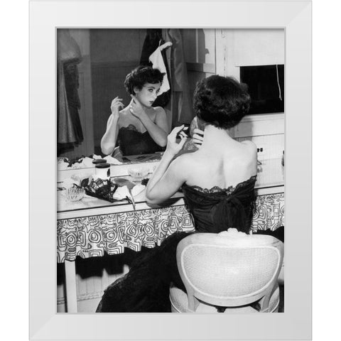 Elizabeth Taylor 1951 behind the Scenes A Place in the Sun White Modern Wood Framed Art Print by Unknown