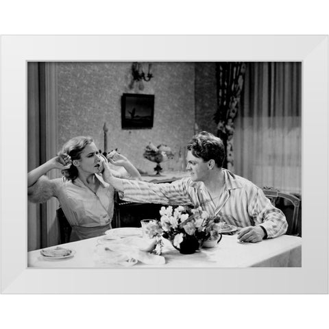 James Cagney and Mae Clark Public Enemy 1931 White Modern Wood Framed Art Print by Unknown