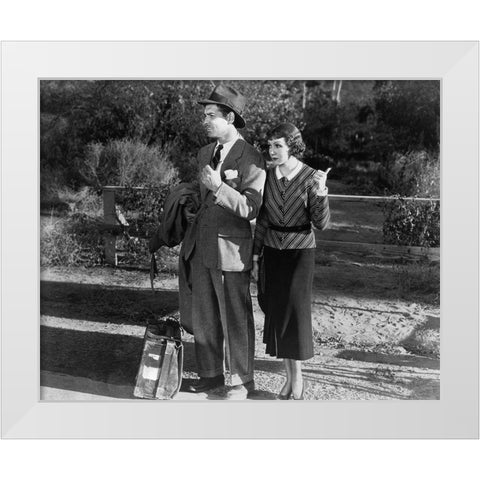 Clark Gable and Claudette Colbert 1934 It Happened One Night White Modern Wood Framed Art Print by Unknown