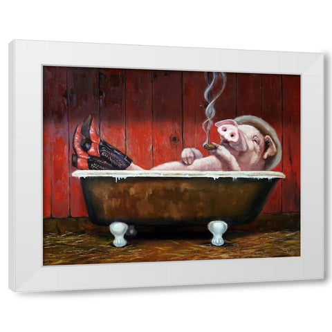 Hog Heaven White Modern Wood Framed Art Print by Heffernan, Lucia