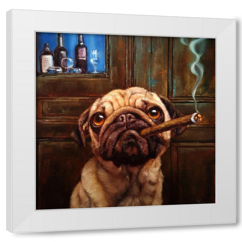Uptown Pug White Modern Wood Framed Art Print by Heffernan, Lucia