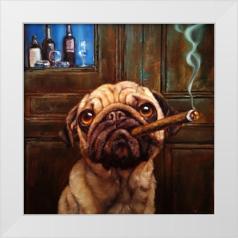 Uptown Pug White Modern Wood Framed Art Print by Heffernan, Lucia