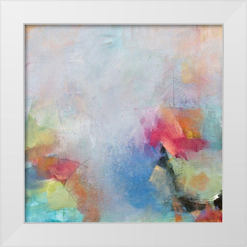 Happy Place White Modern Wood Framed Art Print by Hale, Karen