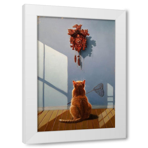 A Timely Lunch White Modern Wood Framed Art Print by Heffernan, Lucia
