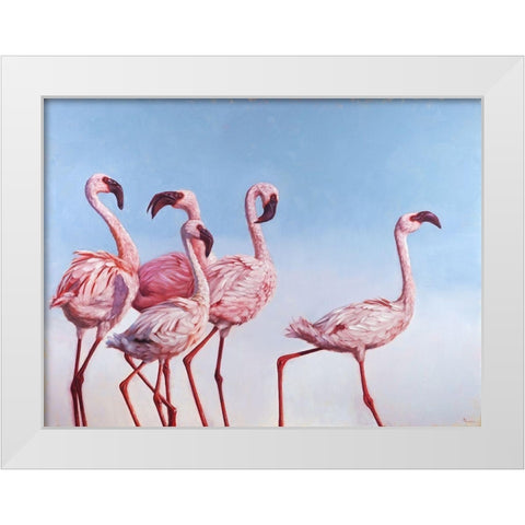 Pink Ladies White Modern Wood Framed Art Print by Heffernan, Lucia