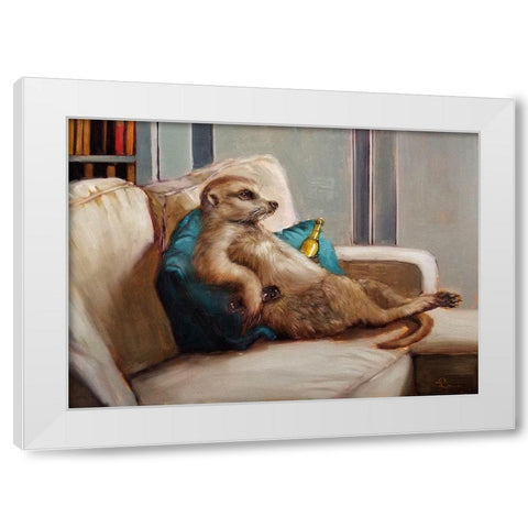 Couch Potato White Modern Wood Framed Art Print by Heffernan, Lucia