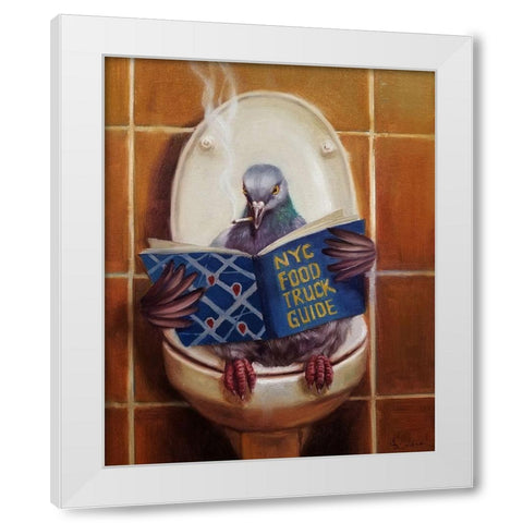 Stool Pigeon White Modern Wood Framed Art Print by Heffernan, Lucia