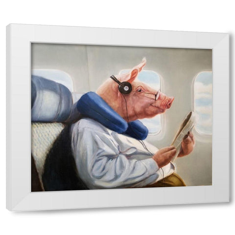 When Pigs Fly No. 2 White Modern Wood Framed Art Print by Heffernan, Lucia