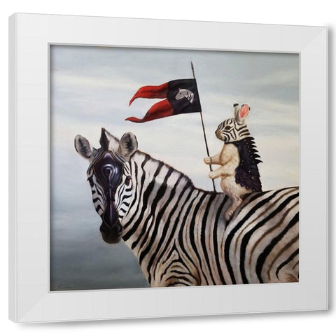 Striped Warrior White Modern Wood Framed Art Print by Heffernan, Lucia