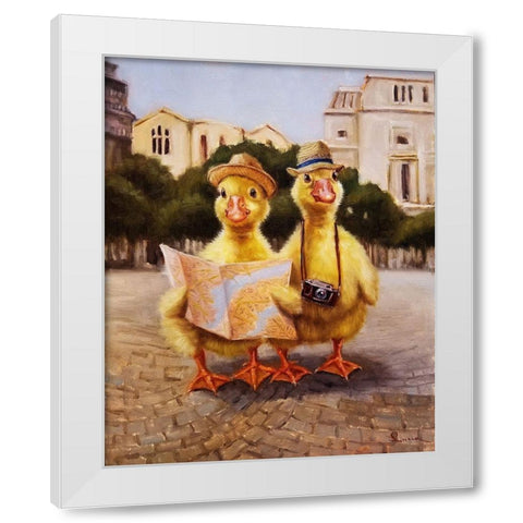 Tourists White Modern Wood Framed Art Print by Heffernan, Lucia