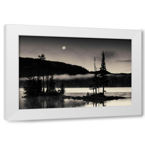 Full Moon At Waldo White Modern Wood Framed Art Print by Horsfall, Gary