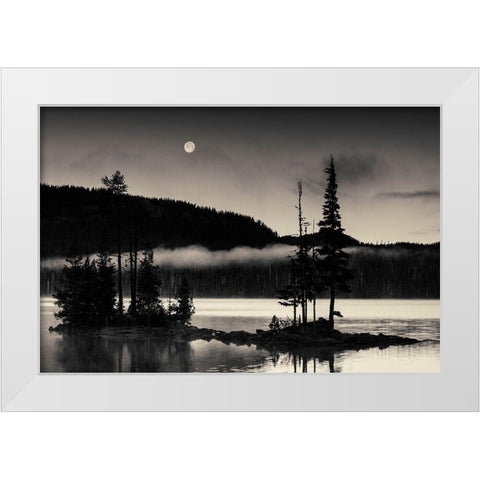 Full Moon At Waldo White Modern Wood Framed Art Print by Horsfall, Gary