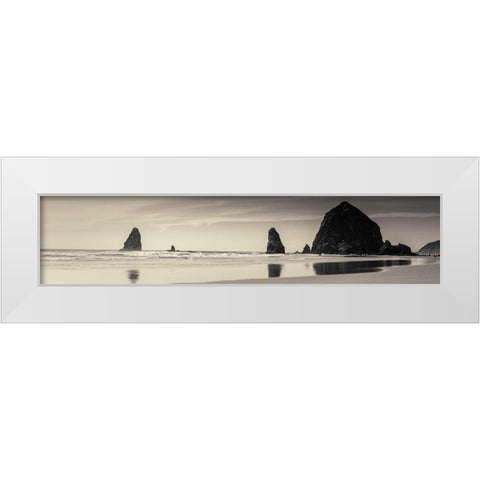 Haystack Rock White Modern Wood Framed Art Print by Horsfall, Gary