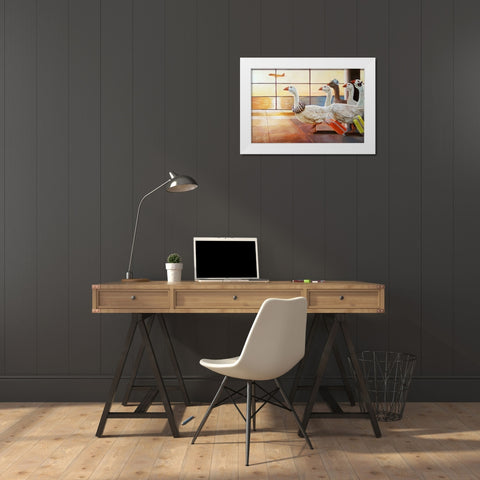 First Class Migration White Modern Wood Framed Art Print by Heffernan, Lucia