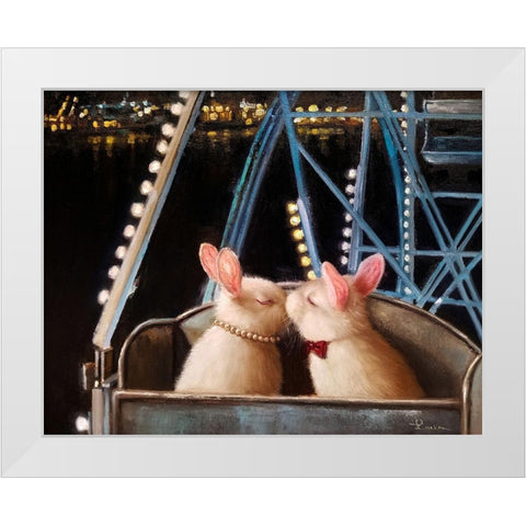 First Kiss White Modern Wood Framed Art Print by Heffernan, Lucia