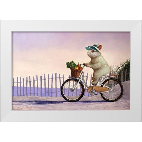 Beach Bunny White Modern Wood Framed Art Print by Heffernan, Lucia