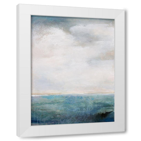 On The Edge of Blue White Modern Wood Framed Art Print by Hale, Karen