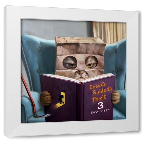 Cat Burglar White Modern Wood Framed Art Print by Heffernan, Lucia