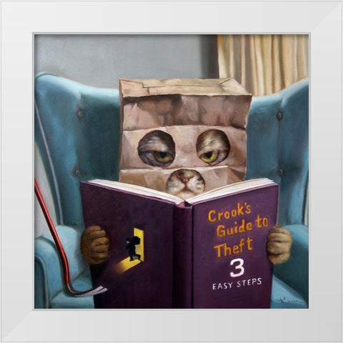 Cat Burglar White Modern Wood Framed Art Print by Heffernan, Lucia