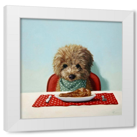 Puppy Chow White Modern Wood Framed Art Print by Heffernan, Lucia