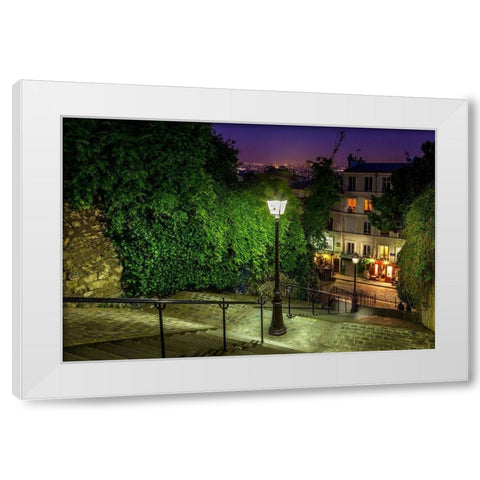 Montmartre Steps White Modern Wood Framed Art Print by Herrera, H.J.