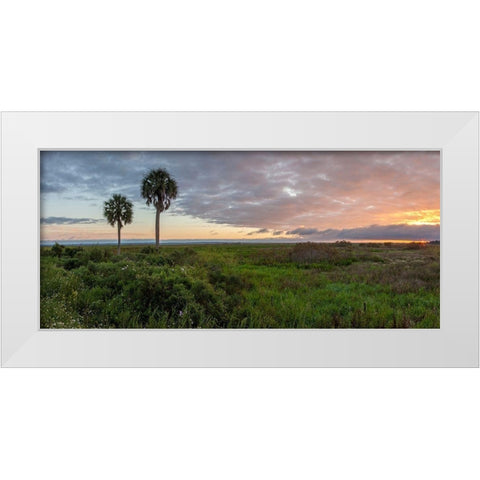 Prairie Sunrise White Modern Wood Framed Art Print by Herrera, H.J.