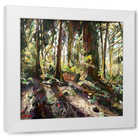 Cedar Shadows White Modern Wood Framed Art Print by Hastie, Joanne