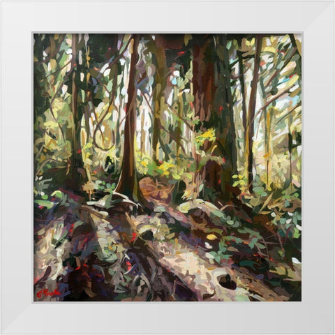 Cedar Shadows White Modern Wood Framed Art Print by Hastie, Joanne