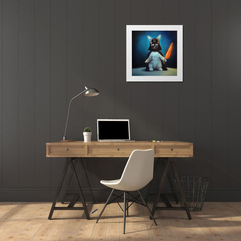 Bunny Vader White Modern Wood Framed Art Print by Heffernan, Lucia