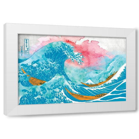 The Great Teal Wave White Modern Wood Framed Art Print by Hastings, Porter