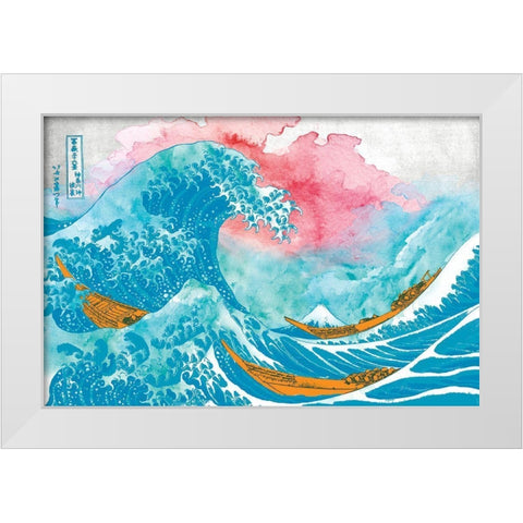 The Great Teal Wave White Modern Wood Framed Art Print by Hastings, Porter