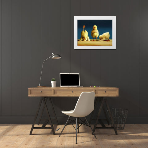 Yoga Chicks White Modern Wood Framed Art Print by Heffernan, Lucia